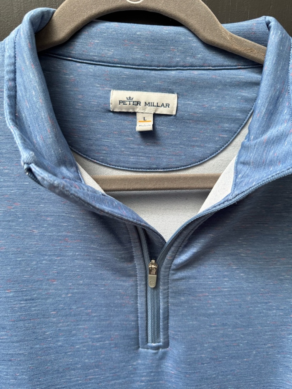 Peter Millar Light Blue Heather Quarter-Zip Pullover Size L